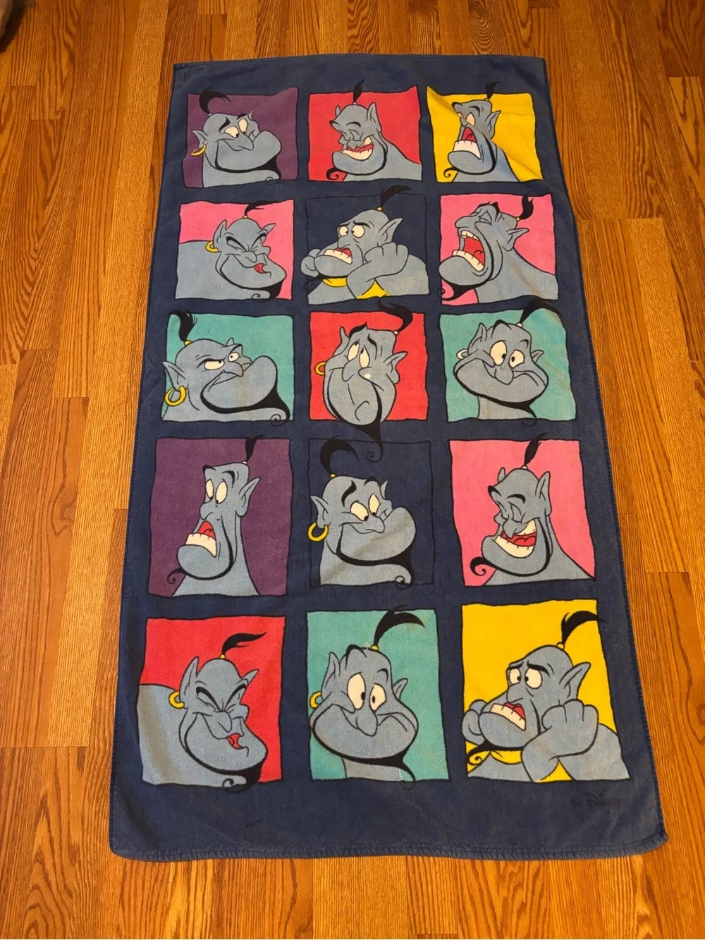Vintage Disney Aladdin Faces of the Genie Beach Towel